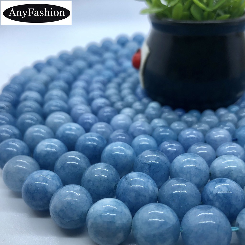 Natural Crystal Aquamarine Beads DIY Bracelet Beads 4 - 12mm