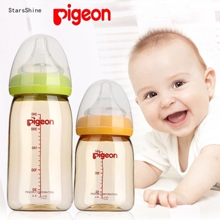ขวดนมพีเจ้น สีใส คอกว้าง รุ่น PPSU ขวดนม พร้อมจุกนมเสมือนมมารด Pigeon Bottle พร้อมจุกและฝา