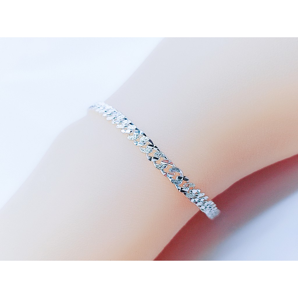 S925 Silver Bracelet (Sterling Silver) "Stamping Curb Chain" (Gelang Tangan Perak)  Brimage(Bangle S