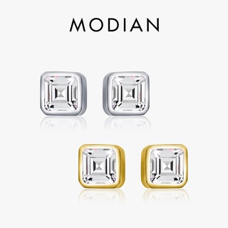 Modian ต่างหูสตั๊ด เงินแท้ 925 ประดับเพทาย ทรงสี่เหลี่ยม สไตล์คลาสสิก เรียบง่าย เครื่องประดับแฟชั่น สําหรับผู้หญิง