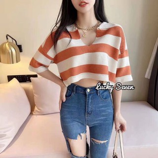 เสื้อครอปท็อปริ้วแขนสั้น