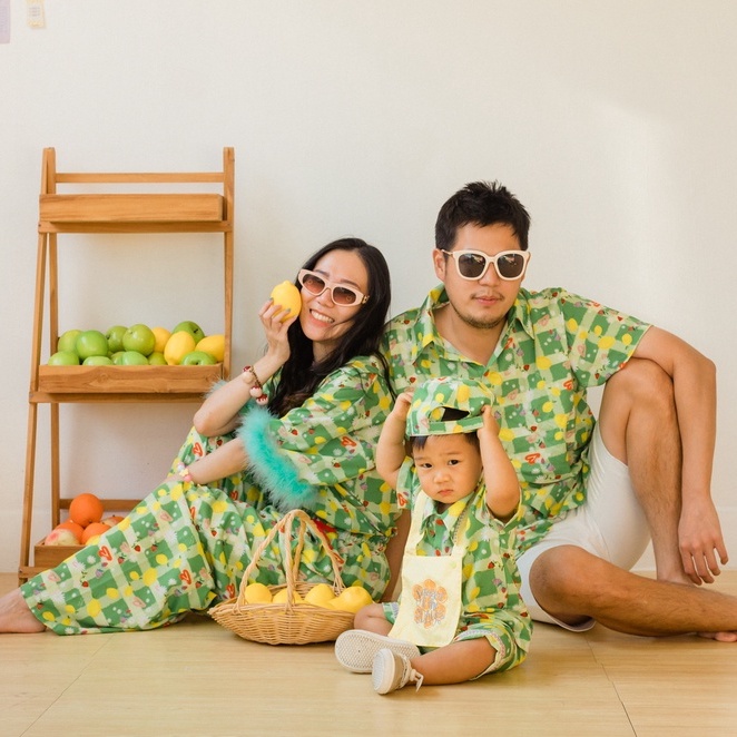 21August.Baby Summer Squeeze Lazy Charles ชุดเซ็ตเด็ก ชุดเด็ก ผ้าเครปซาติน สีเขียว