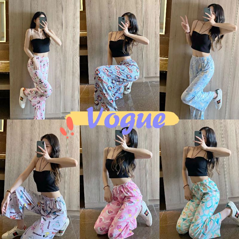 Vogue​🌟​พร้อมส่ง​🌟​กางเกงขายาว ลายการ์ตูนน่ารักใส่สบายมา (KU-777)  01 -N