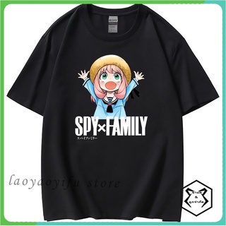 คอตต้อนคอกลมเสื้อยืด พิมพ์ลายกราฟิกการ์ตูนอนิเมะ Spy X Family Kawaii Manga Ropa Mujer สําหรับครอบครัวS-5XL