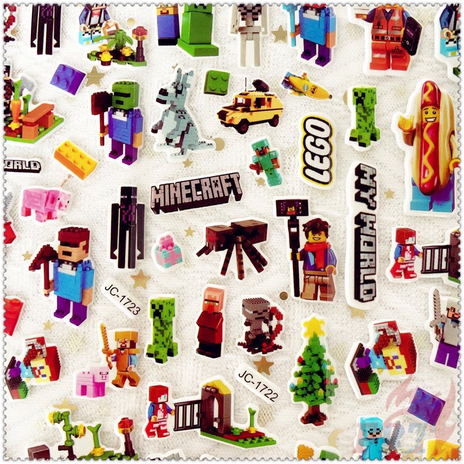 Robot M.i.n.e.c.r.a.f.t Q-1 DIY Rewards Sticker 1 Sheet 3D Puffy Bubble Stickers Waterpoof Toys PVC Stickers
