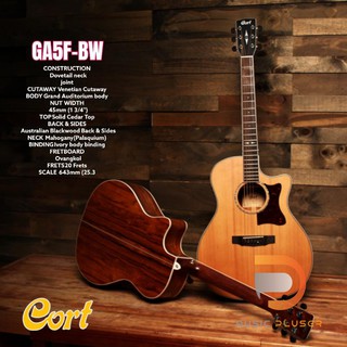 Cort GA5F-BW กีต้าร์โปร่งไฟฟ้าที่จัดสเปคได้แบบคุ้มราคา ได้ Solid Cedar Top(ไม้แท้) พร้อมติดตั้ง Fishman Sonicore Pickup