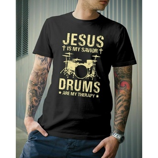 ขายดี เสื้อยืด พิมพ์ลายกลอง Jesus Is My Saior Drums Are My Therapy สําหรับกลอง HPinga60OOmbbp16S-5XL