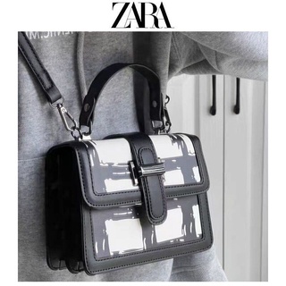 Zara กระเป๋าถือ ทรงสี่เหลี่ยม ขนาดเล็ก ลายกราฟฟิติ เข้ากับทุกการแต่งกาย แฟชั่นฤดูใบไม้ผลิ 2022