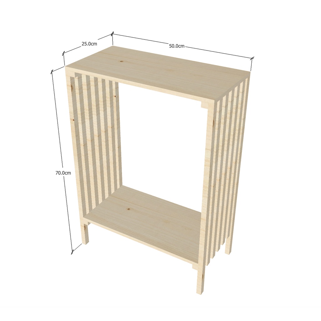 ชั้นไม้ยางพารา พร้อม Top ไม้สน ขนาด 25X50X70cm