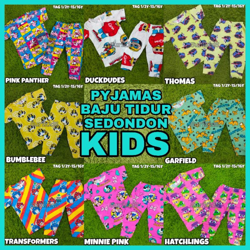 Hot PYJAMAS BAJU TIDUR KIDS FULL COTTON CARTOON PRINTED TAGGING 1/2Y ถึง 7/8Y (SESUAI UMUR 1/2Y ถึง 