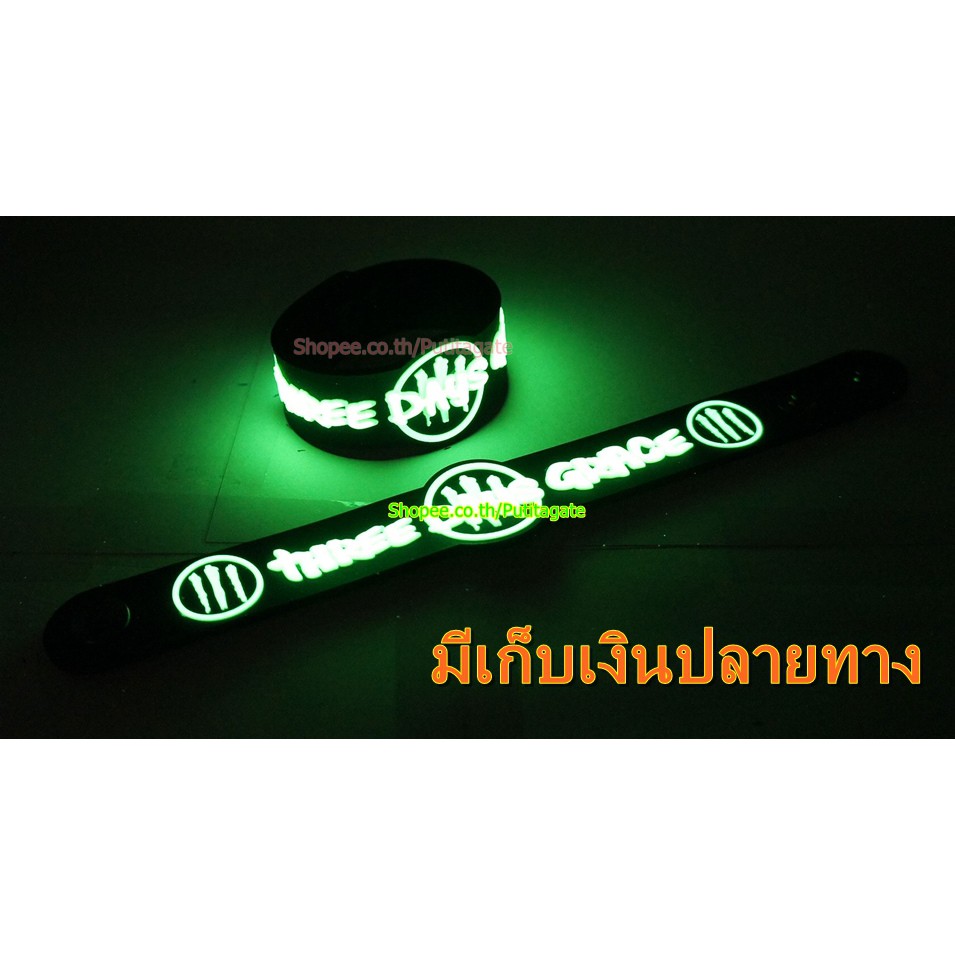 Three Days Grace  Wristband ริสแบนด์ เรืองแสง กำไลยาง ของสะสม ปั๊มนูน วงร็อค pg168 พร้อมส่ง