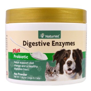 อาหารเสริมช่วยปรับลำไส้ ถ่ายเหลว ท้องผูก NaturVet Digestive Enzymes Plus Probiotic