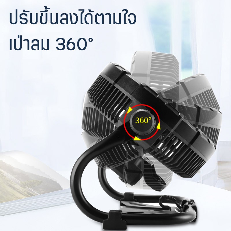 Neobee พัดลมชาร์จไฟพร้อมโคมไฟ X45 กันน้ำ ตั้งแคมป์ตกปลา โซล่าเซลล์ ลมแรงทนทาน 30000mAh USB TypeC - รูปที่ 2