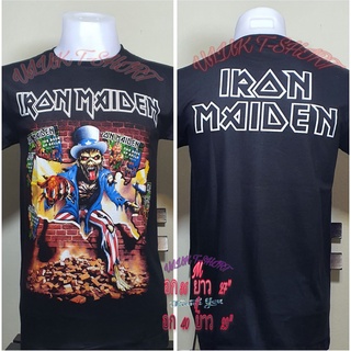 เสื้อยืดคอกลมวง Iron Maiden ไอรอนเมเดน ผ้าฝ้าย สองขนาด (Iron01)