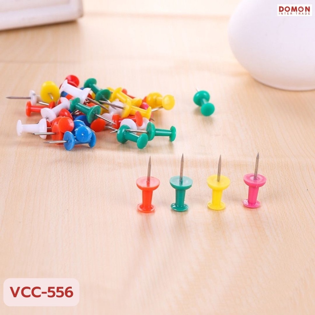 [VCC-363-VCC-556] หมุดติดบอร์ด หมุดปักบอร์ด ติดกระดาษ พลาสติกหลากสี บรรจุ60ตัว/100ตัว