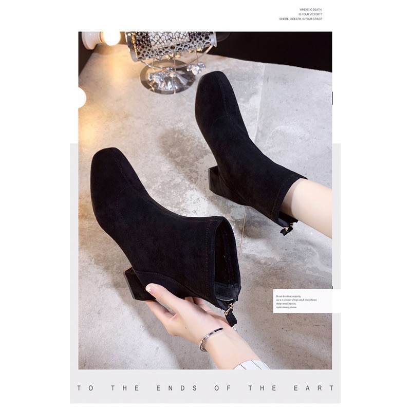 Chole G :A88 Short Suede Boots รองเท้าบูท บูทหุ้มข้อกำมะหยี่ บูทเกาหลี(SH0057)