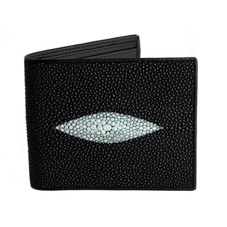 Lupadu กระเป๋าสตางค์หนังปลากระเบนแท้ Genuine Stingray Bifold wall size 4.0 x 4.5 inches [L002]