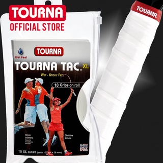 TOURNA TAC กริปเทปพันด้ามแบบหนึบ 10 ชิ้น White-Tour Pack, 10 XL Grips on roll กริปไม้เทนนิส กริปไม้แบดมินตัน สีขาว