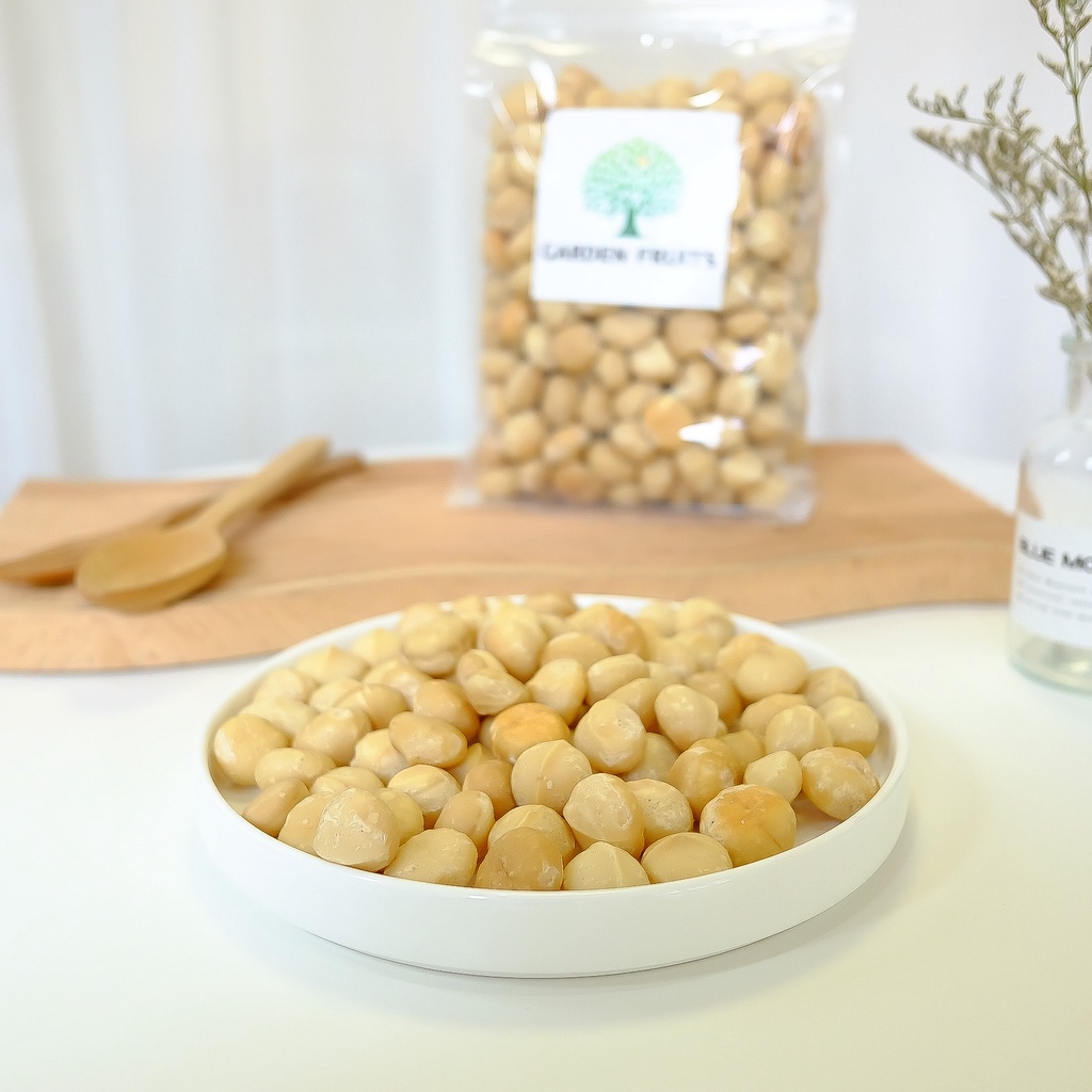 Roasted Macadamia Organic Whole แมคคาเดเมียนัทอบธรรมชาติพร้อมทาน ออร์แกนิค คละไซด์ อบใหม่ อร่อย!! By Garden Fruits