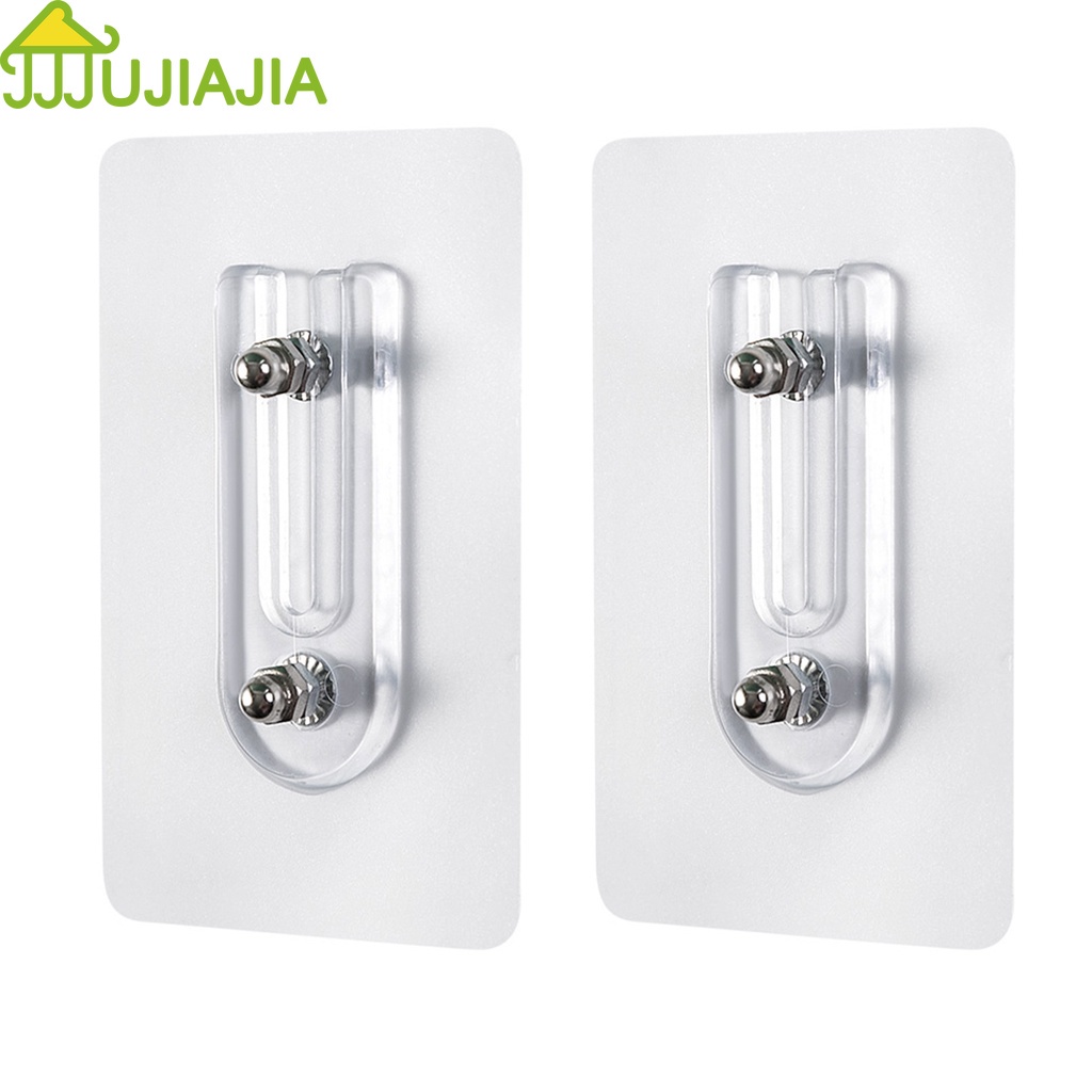 jujiajia 2 ชิ้นกาวแบบปรับได้ที่แข็งแรงรับน้ำหนักฟรีหมัด ตะขอแขวนติดผนัง