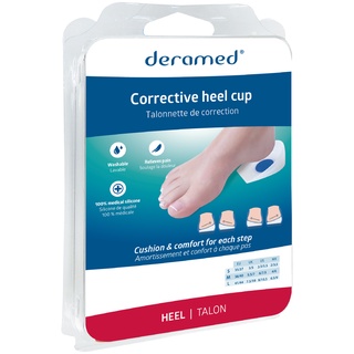 Deramed Footcare แผ่นซิลิโคนรองส้นเท้าสำหรับเท้าเอียง เจล Medical Grade 100% มาตรฐานสินค้ายุโรป ใช้ได้กับผู้ที่มีขาโก่ง