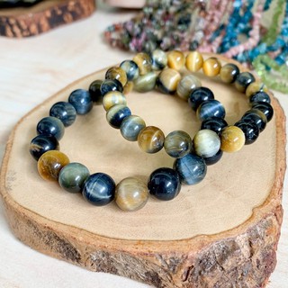 กำไลข้อมือหินนำโชค ตาเสือสองสี Gray&amp;Gold Tigers Eye แก้ชง เรียกทรัพย์ *หินธรรมชาติแท้ 100%*