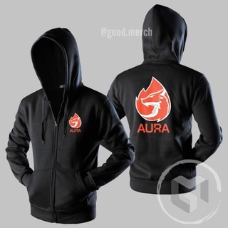 เสื้อกันหนาว มีฮู้ด แต่งซิป พิมพ์ลาย Aura Esports Distro สไตล์ฮิปฮอป เหมาะกับของขวัญวันเกิด สําหรับผู้ชาย