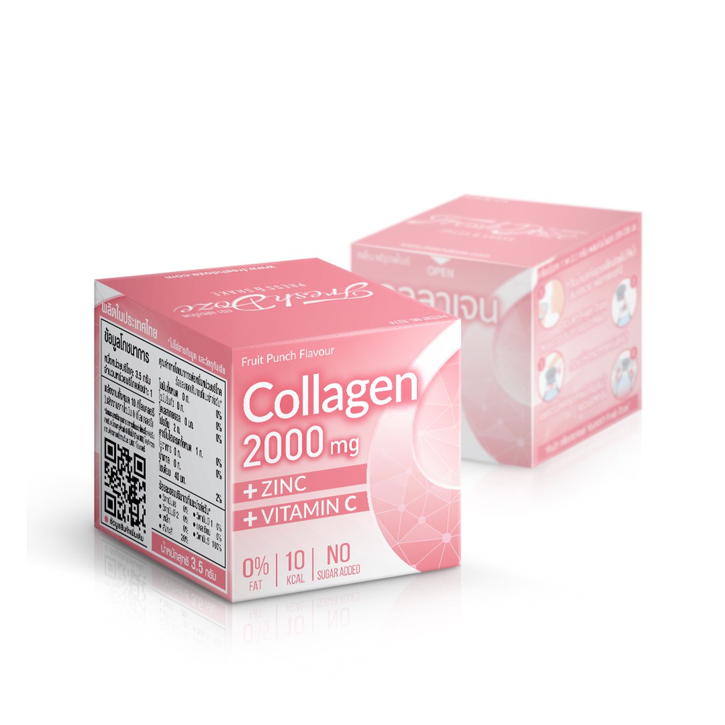 Fresh Doze เฟรชโดส เพรสแอนด์เชค กลิ่นฟรุ๊ตพั้นช์คอลลาเจน 2000 มก. 3.5g Pack 12 ชิ้น #6