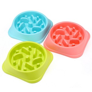 ถาดอาหารสุนัข ชามอาหารสุนัข ป้องกันสุนัขสำลัก ทำให้กินช้าลง / dog Anti-CHOKE Bowl