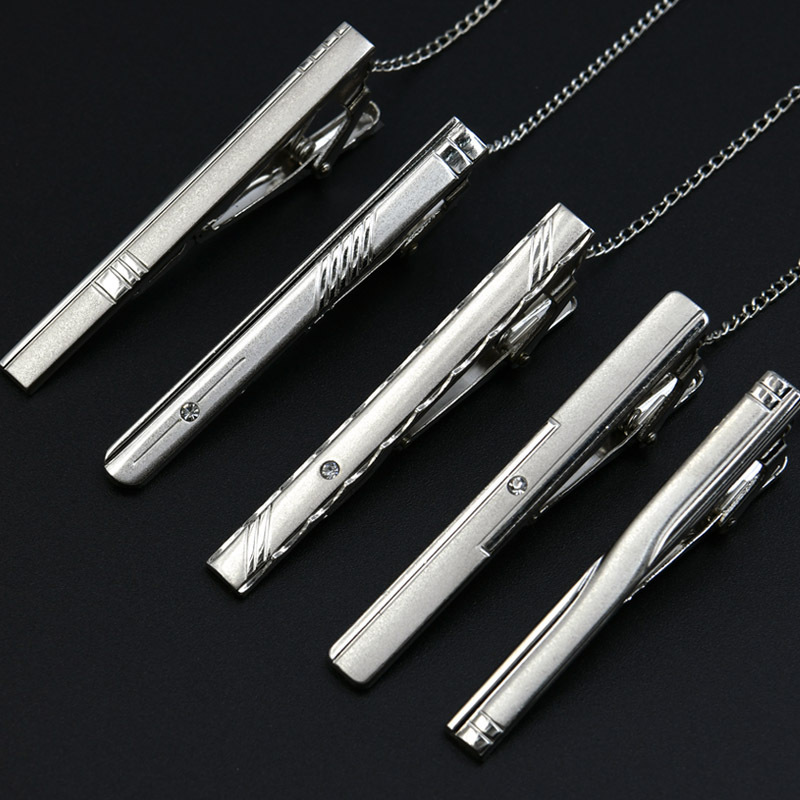 Silver Tie clip tie pin เครื่องประดับผู้ชาย tie pin