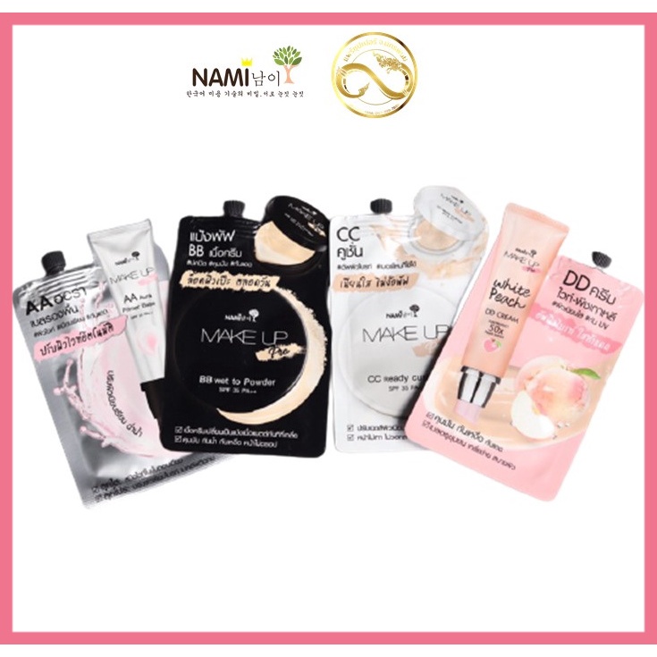 ( 1 ซอง ) Nami นามิ ซอง CC Cuhion, AA เบสรองพื้น, BB ซองดำ ครีมซอง
