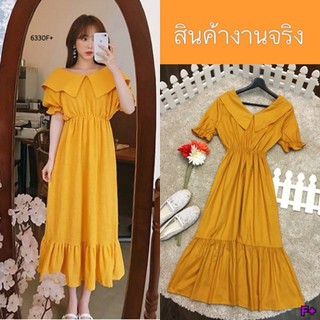 J6330 Dress เดรสคอวีหน้า-หลัง