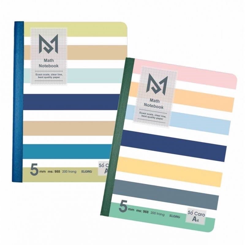KLONG Caro A4 Math Notebook เย็บ 200 หน้า; MS 988