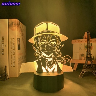 Bungo โคมไฟกลางคืน Led ลายอนิเมะ Nakahara Chuuya 3d หลากสีสัน สําหรับตกแต่งห้องนอน