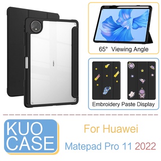 สําหรับ Huawei Matepad Pro 11 2022 เคสขาตั้งอัจฉริยะ สามพับ อะคริลิค + เคสด้านหลัง TPU นิ่ม พร้อมที่ใส่ปากกา