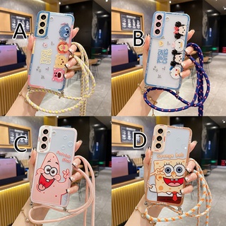 สําหรับ Samsung Galaxy S23 S21 S22 Ultra S20 plus S22+ S21+ S20+ S21FE S20FE เคสมือถือ Soft TPU Case เคสป้องกัน Tide Cute Cartoon Pooh Bear Minnie Mickey Rubiks Cube โปร่งใส เปลือกกันกระแทก มีสายรัด