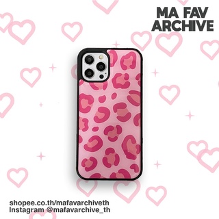 (pre-order สินค้าจากเกาหลี) mafavarchive - pink leopard epoxy case เคสมือถือคลุมรอบเครื่อง ขอบยางดำ ลายเสือดาวชมพู