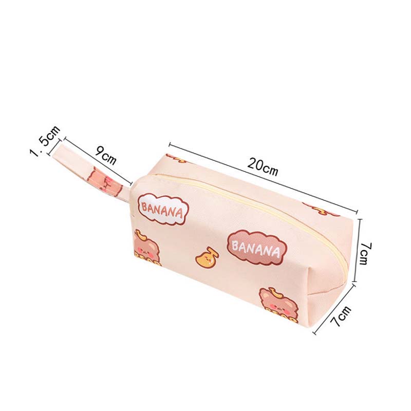 กระเป๋าดินสอกระเป๋าเครื่องเขียนผ้าแคนวาสลายหมีน่ารักขนาดใหญ่
