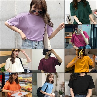 POOHPAND👚 เสื้อยืดสีพื้น T-Shirt แฟชั่น ชาย-หญิง คอกลม เนื้อผ้าดี สวมใส่สบาย สีสันสดใส ใส่ได้ทุกสถานการณ์ มินิมอลสุดๆ