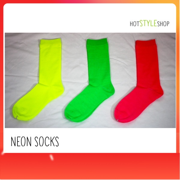 ถุงเท้าสีสะท้อนแสง ถุงเท้าสีนีออน สีสันสดใส Hot Style Shop