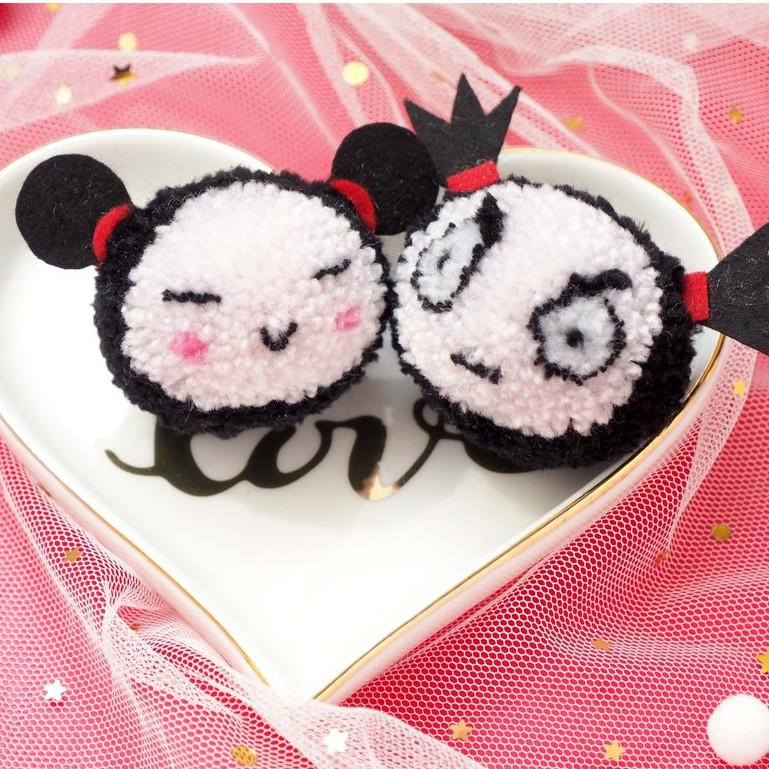Pompom Pucca และ Garu - พวงกุญแจทํามือ