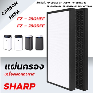 แผ่นกรองอากาศ Hepa Filter เครื่องฟอกอากาศ Sharp รุ่น FP-J80TA, FP-J60TA,FP-J80TA-W แทนแผ่นกรอง FZ-J80HFE, FZ-J80DFE