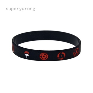 Yr สายรัดข้อมือยางซิลิโคน ลายการ์ตูนอนิเมะนารูโตะ สีดํา สําหรับแต่งคอสเพลย์