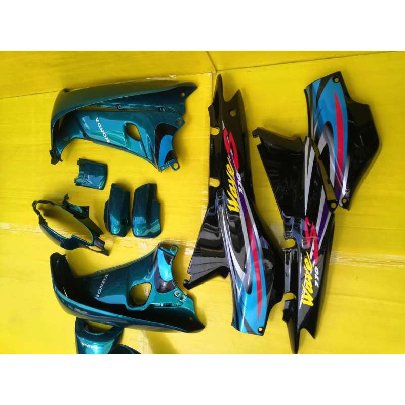 ชุดสีเวฟ110ตัวเก่ารุ่นคาร์บูสีเขียนดำ/เวฟ100ตัวเก่าใส่ได้หน้ากากมีรูดิสเบรคประกอบสนิท