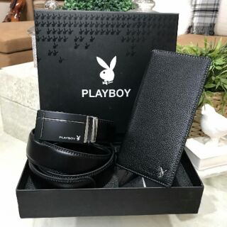 กระเป๋า PLAYBOY LEATHER BELT &amp; LONG WALLET VALUE PACK Limited Edition ( Outlet )