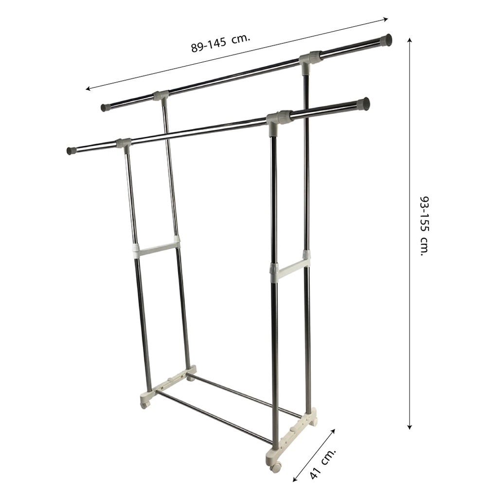 ราวตากผ้า แขวนผ้า บาร์คู่ มีล้อเลื่อน #WR4159-25 #HB-805