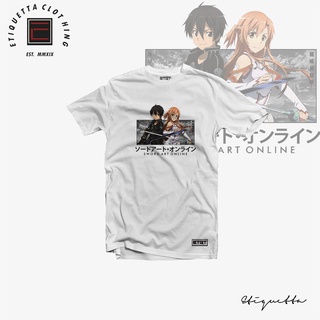 Sword Art Online - Kirito and Asuna ฤดูร้อนแขนสั้นเสื้อยืดการ์ตูนญี่ปุ่นอะนิเมะหลวมป่าคู่รักชายและหญิงสามารถสวมใส่ได้