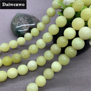 Lemon Jasper Beads มะนาวแจสเปอร์ลูกปัดหินกลม 4-12 มม. พลอยหลวม Spacer DIY