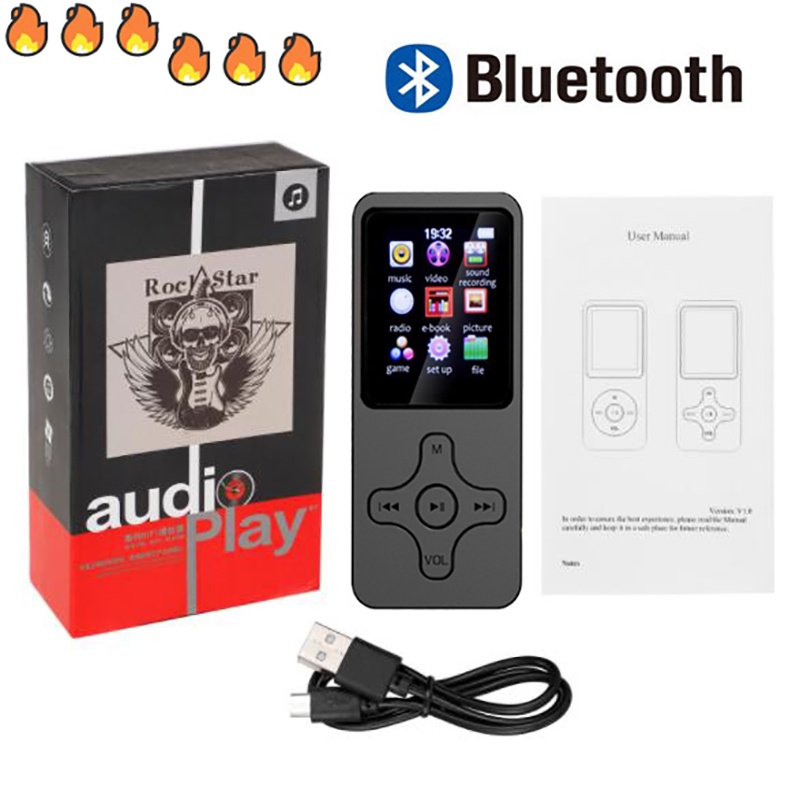 เครื่องเล่นเพลง MP3 บลูทูธ 5.0 MP3 Mp4 หน้าจอ 1.8 นิ้ว สําหรับเล่นกีฬา