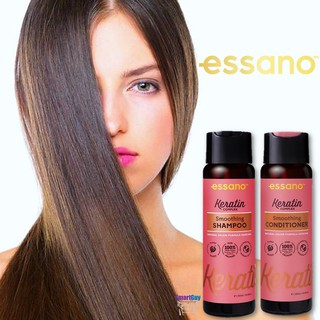 ESSANO Keratin Complex Smoothing Shampoo &amp; Conditioner 300ml.X2 ชุดผลิตภัณฑ์ดูแลเส้นผมและหนังศีรษะสูตรพรีเมี่ยมของแท้จาก